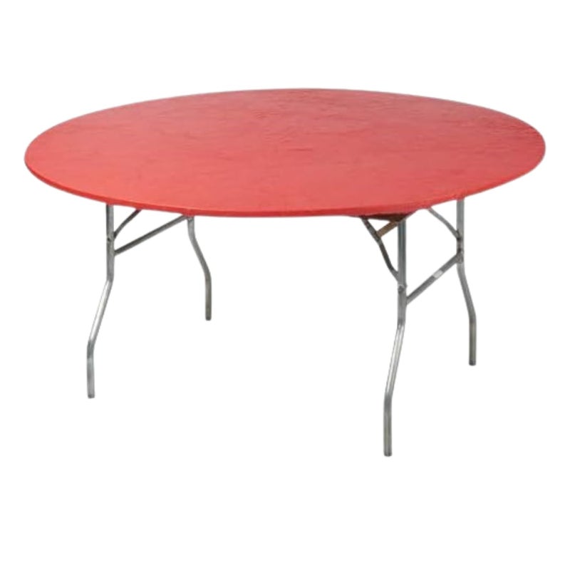 Kwik-Covers 60" Round Fitted Plastic Table Covers, Bundle of 5 (Red) - Image 1